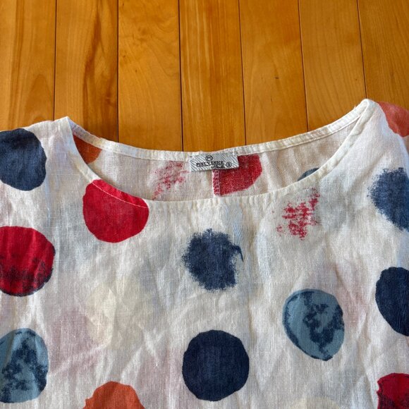 PURE VENICE 100% Linen T-shirt Polka Dot Colourful Size Small - Picture 4 of 10